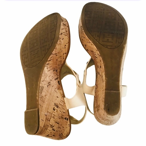 TOMMY Hilfiger White Thong Platform Wedge Sandal Size 9 - Picture 6 of 9